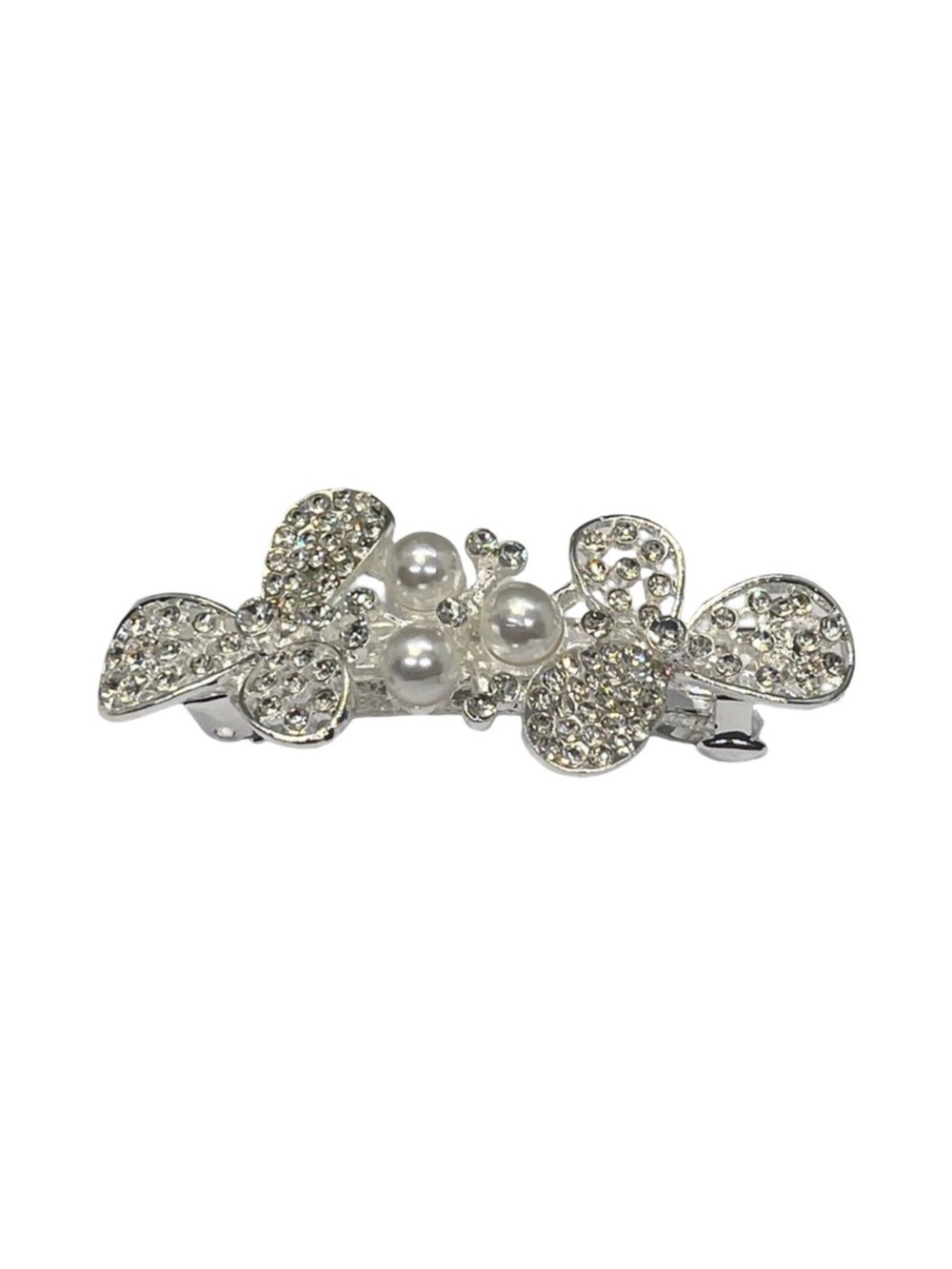 Crystal & Pearl Floral Hair Clip - Silver FINAL PRICE DROP
